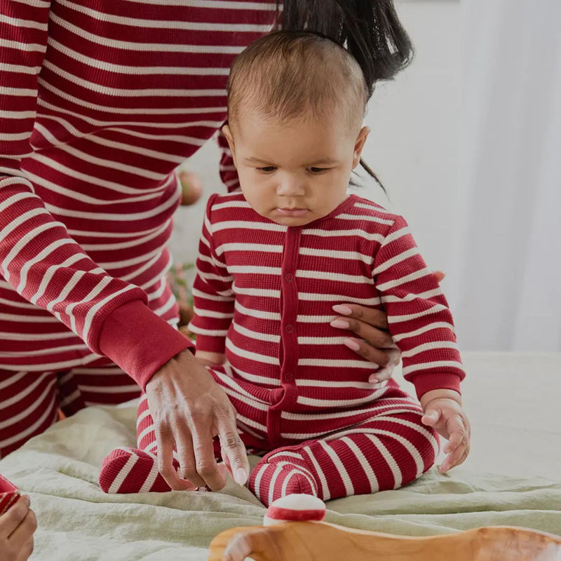 Red Striped Thermal Footed Sleeper