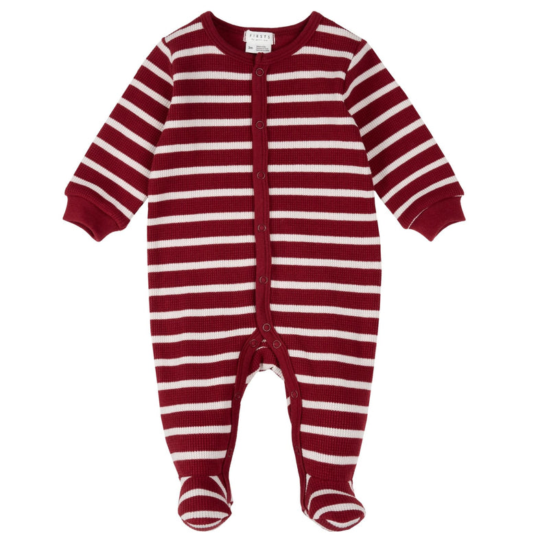 Red Striped Thermal Footed Sleeper