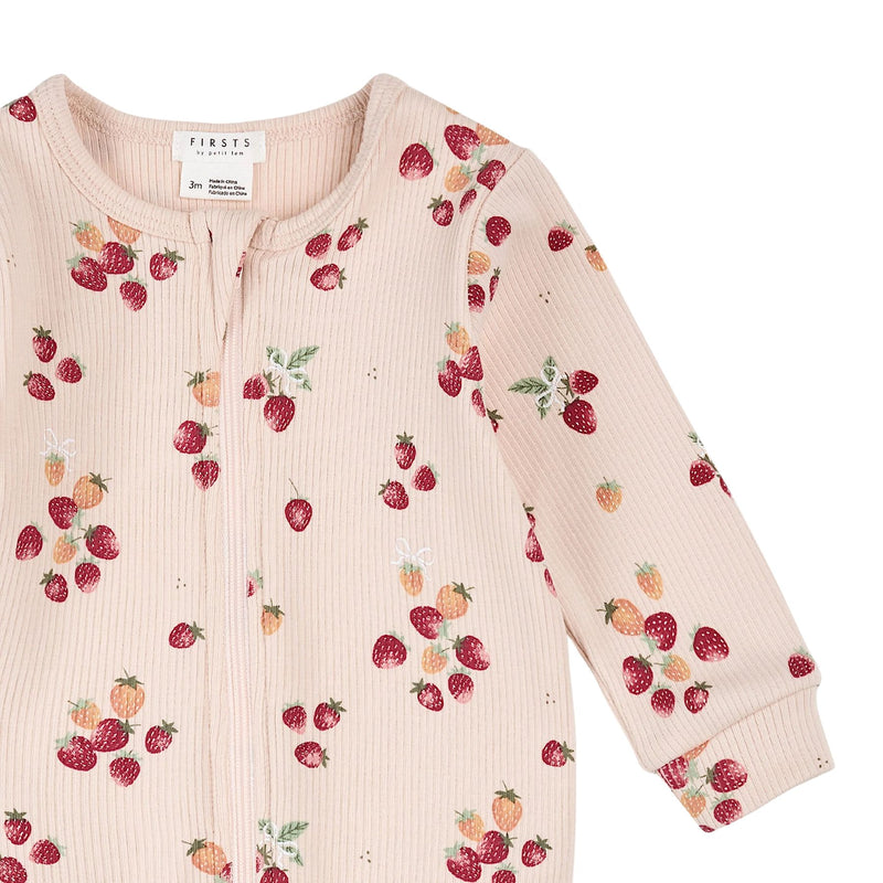 Strawberry Pint Ribbed Footed Sleeper