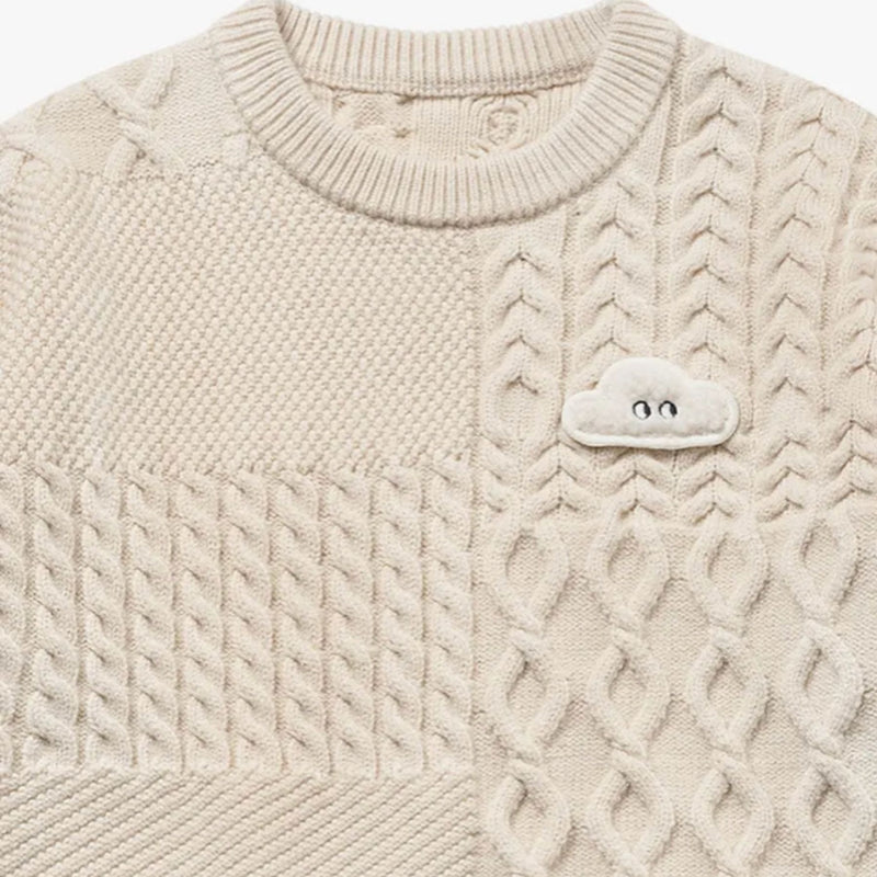 Cotton Cable Knit Sweater - Cloud