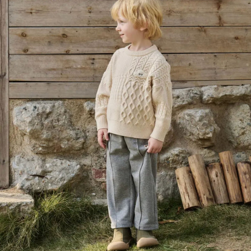 Cotton Cable Knit Sweater - Cloud