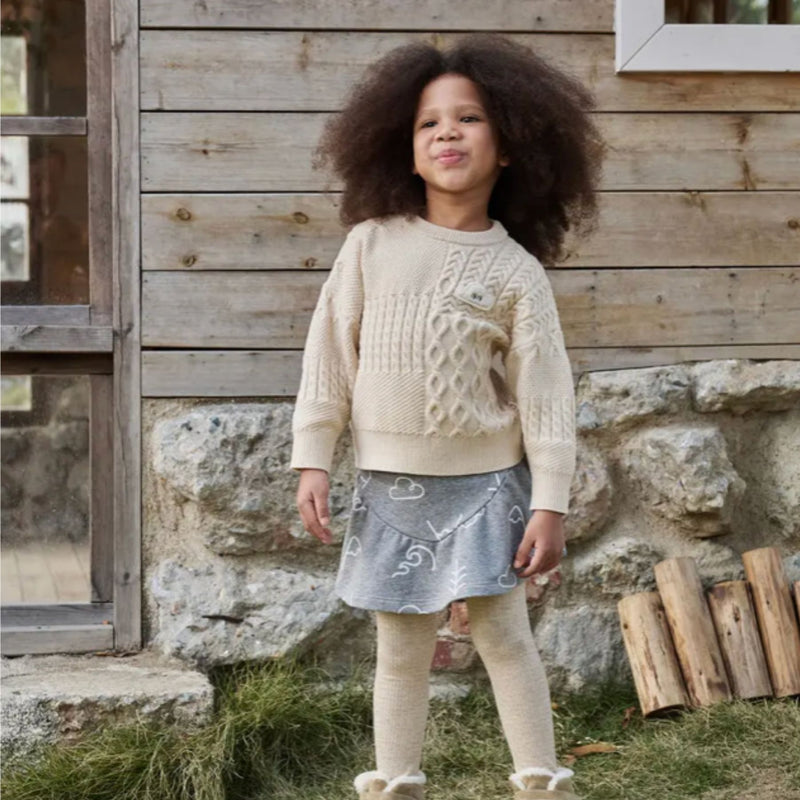 Cotton Cable Knit Sweater - Cloud