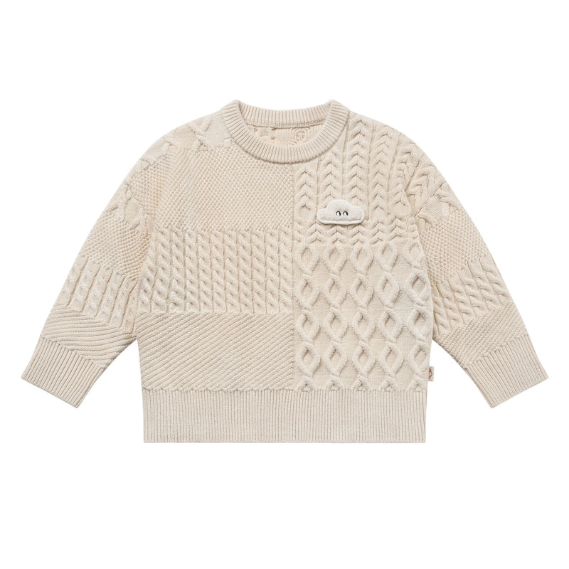 Cotton Cable Knit Sweater - Cloud