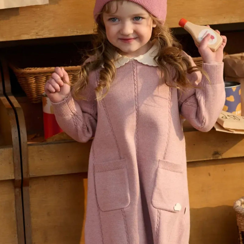 Cable Knit Dress - Old Rose