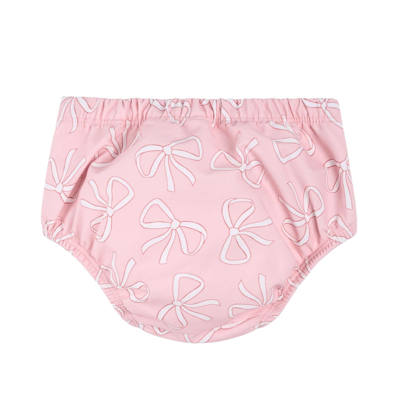 Bows Print on Light Pink Swim Diaper