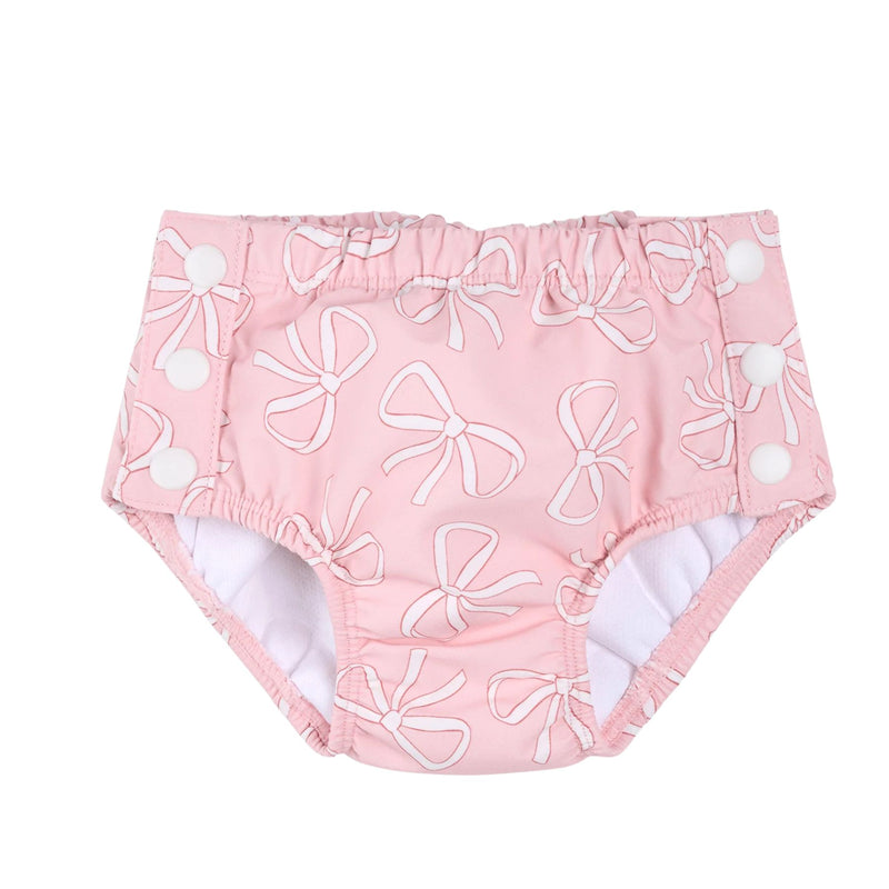 Bows Print on Light Pink Swim Diaper