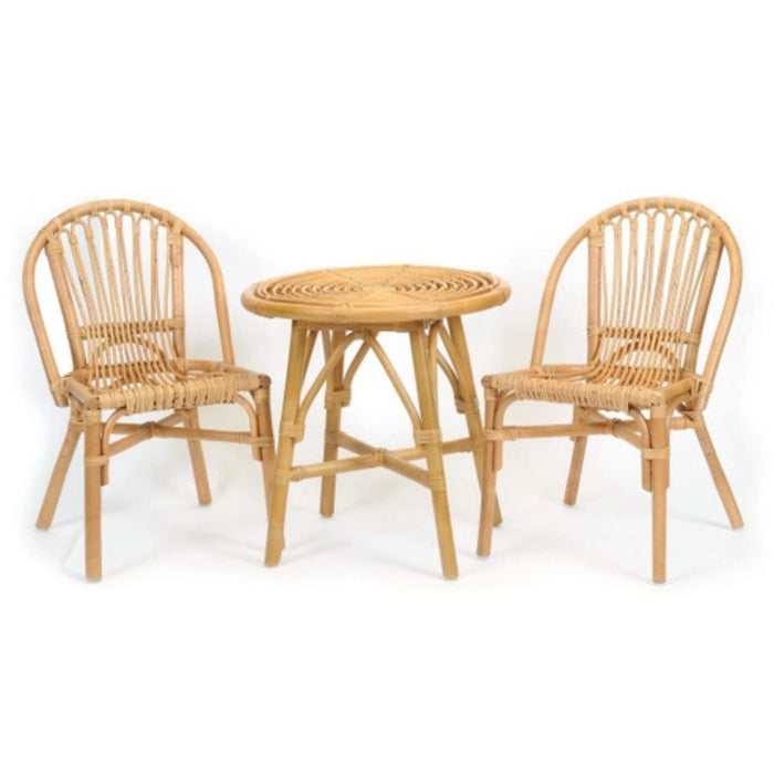 Rattan Kids' Table + Two Chairs Set