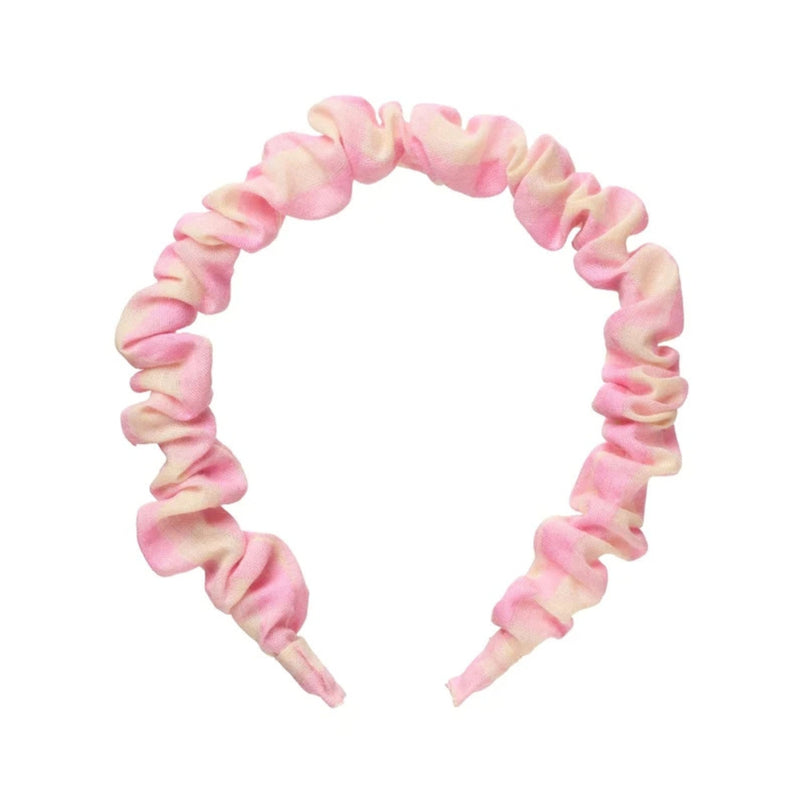 Pink Gingham Ruffle Headband