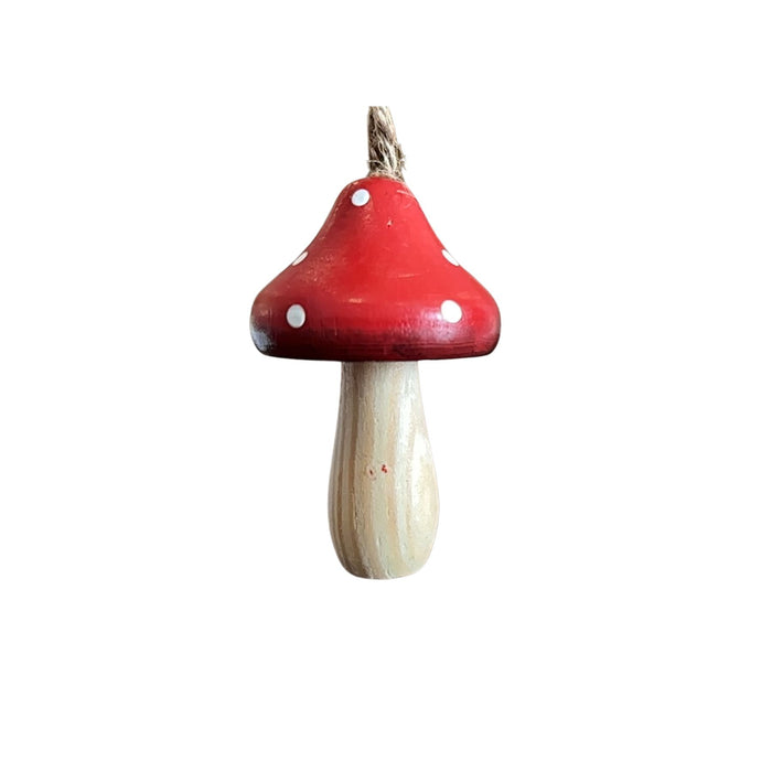 Painted Wood Mushroom Ornaments