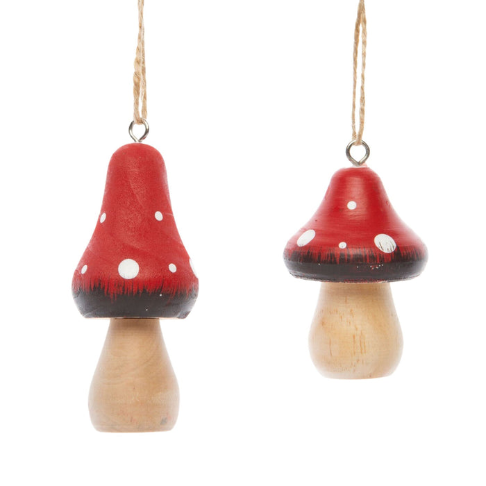 Painted Wood Mushroom Ornaments