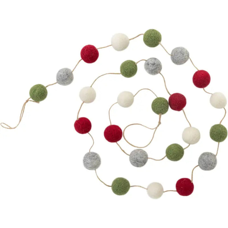 Garland with Wool Felt Balls, Multi Coloured