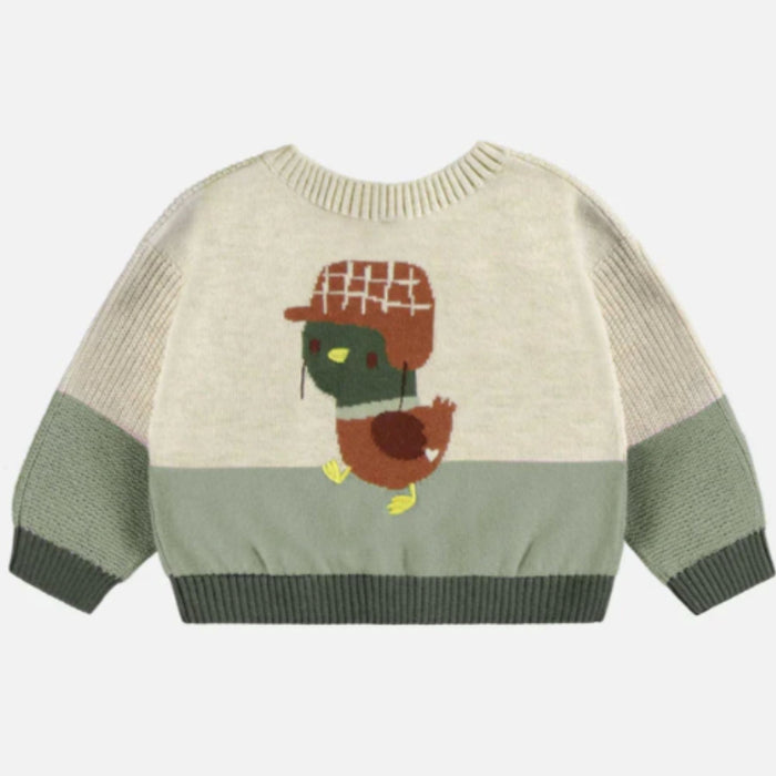 Knit Cardigan with Duck Illustration