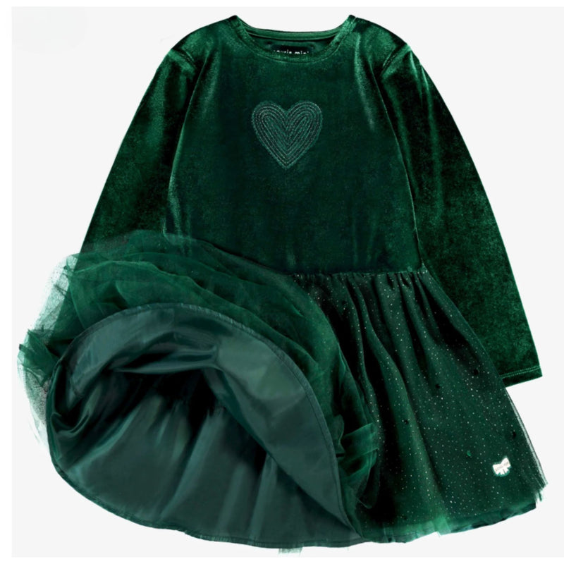 Green Dress in Velvet + Sequin
