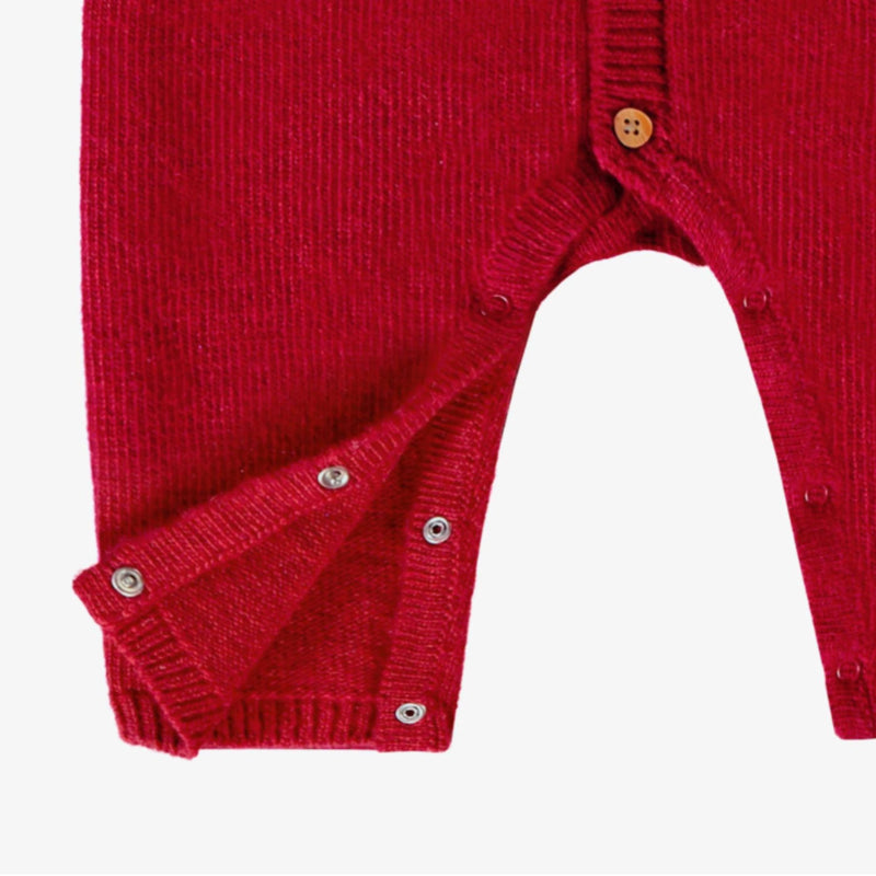 Red Knit One-Piece, Jacquard Winter Deer