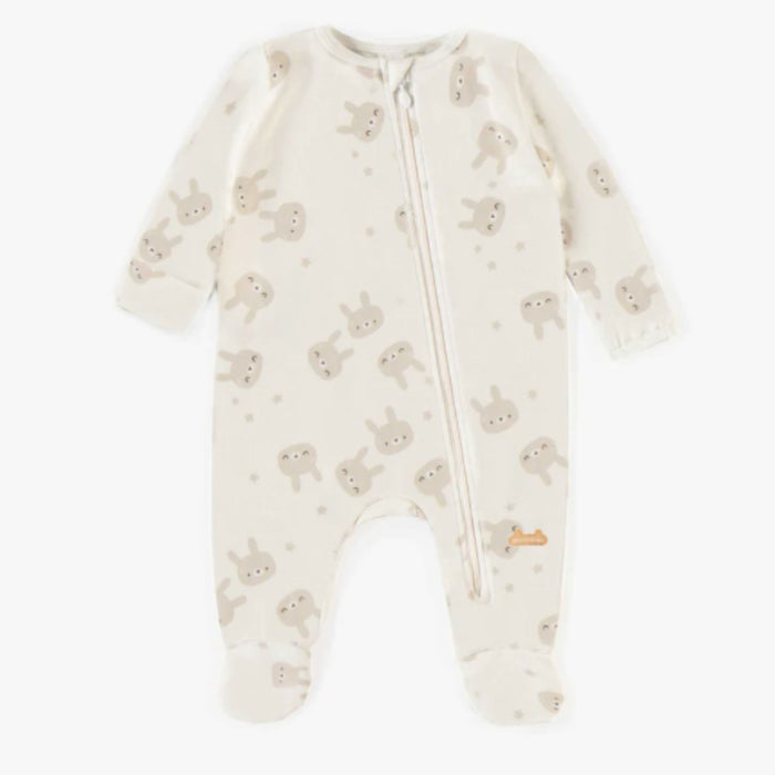 Organic Cotton Footie, Cream Bunny