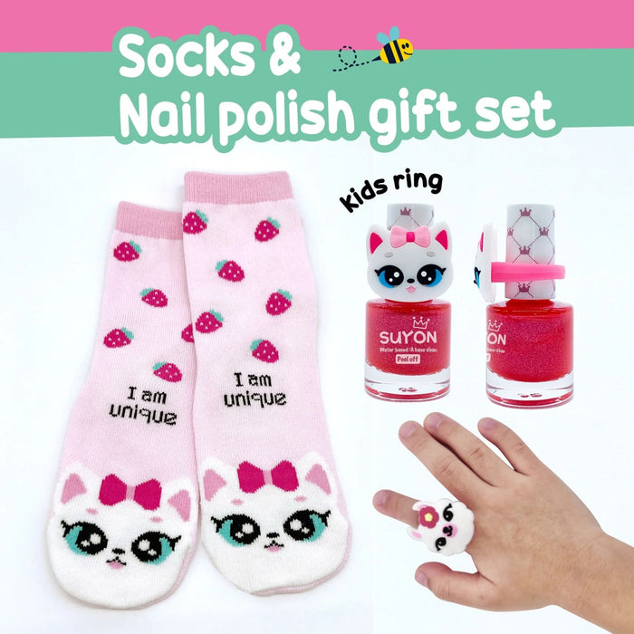 Peel Off Kids Nail Polish + Sock Gift Set