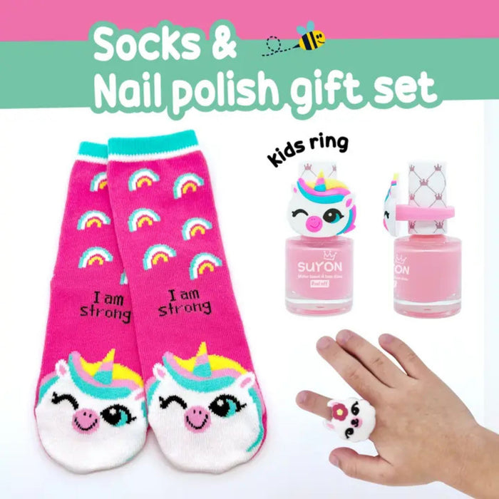 Peel Off Kids Nail Polish + Sock Gift Set