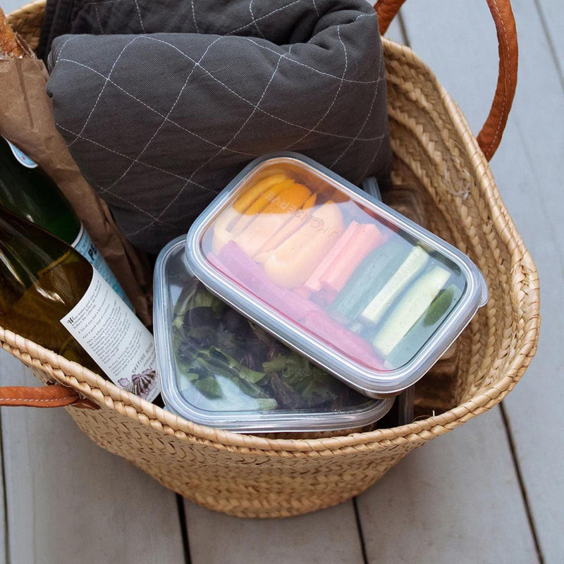 Rectangular Stainless Steel Food Container with Silicone Lid