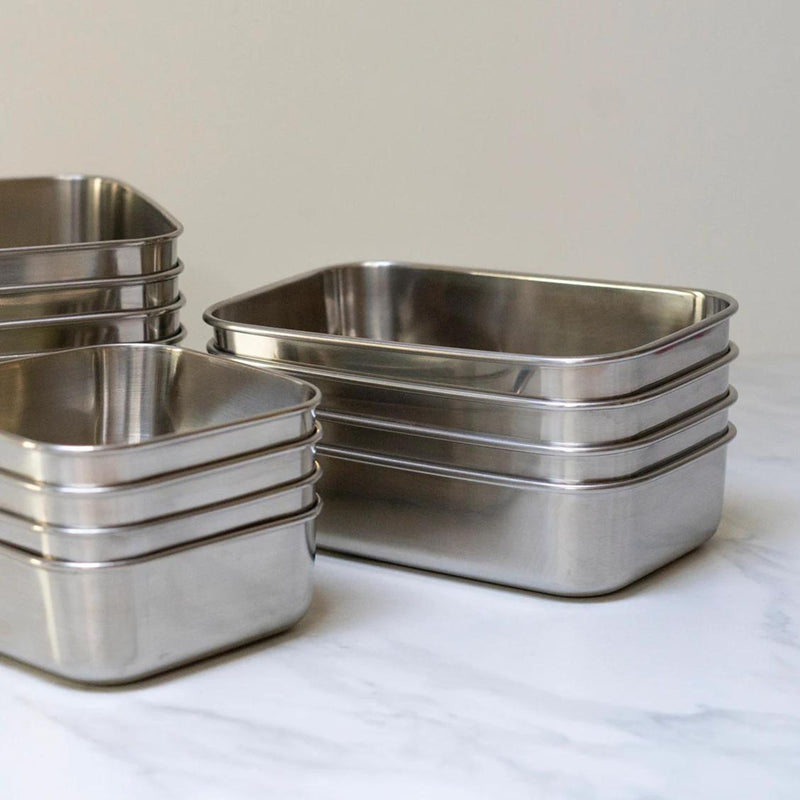 Rectangular Stainless Steel Food Container with Silicone Lid
