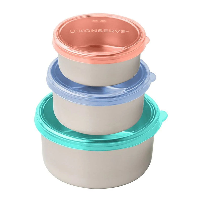 Round Stainless Steel Nesting Food Containers, Trio Set