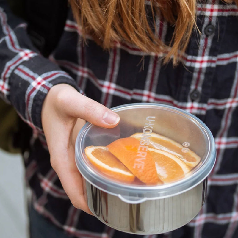 Round Stainless Steel Food Container with Silicone Lid