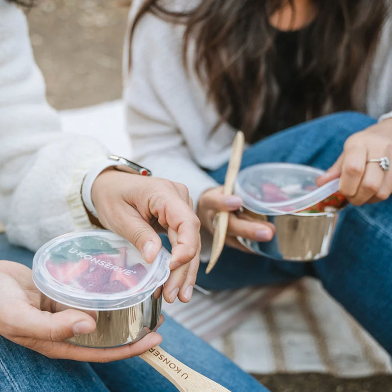 Round Stainless Steel Food Container with Silicone Lid