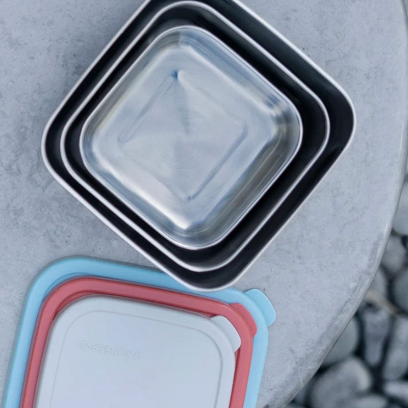 Square Stainless Steel Container with Silicone Lid