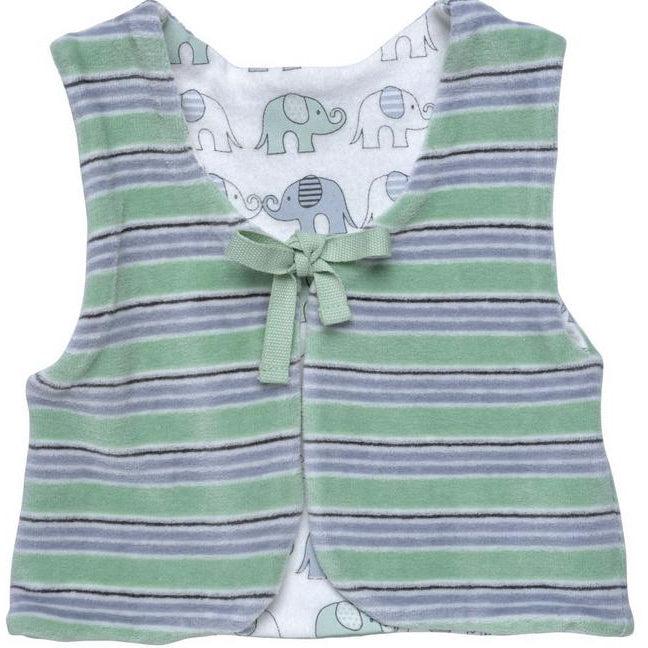 Organic Velour Reversible Vest - Elephant Pint