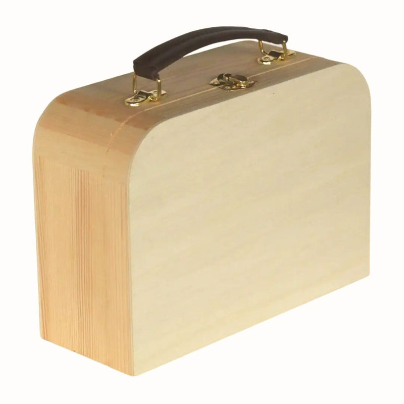Wooden Suitcase with Leather Handle