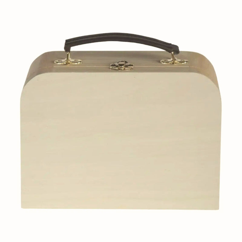 Wooden Suitcase with Leather Handle