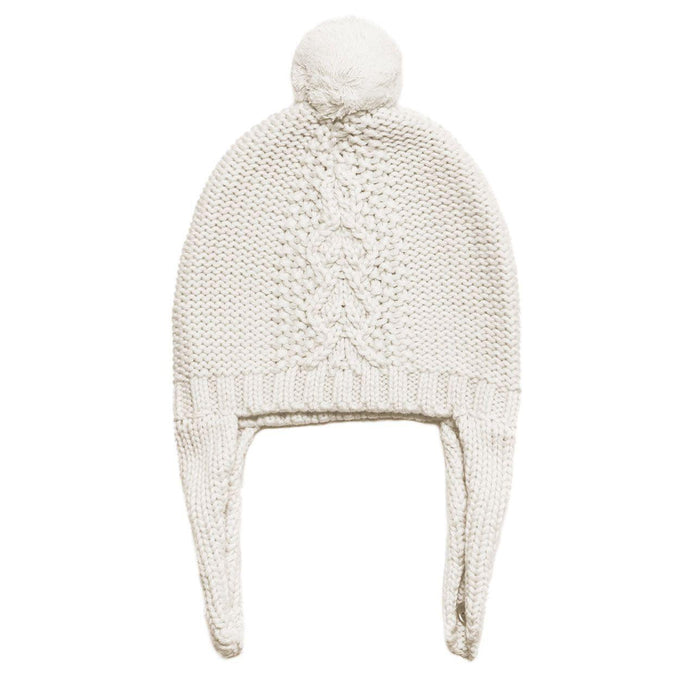 Angel Dear, Cable Pilot Hat - Ivory-Simply Green Baby