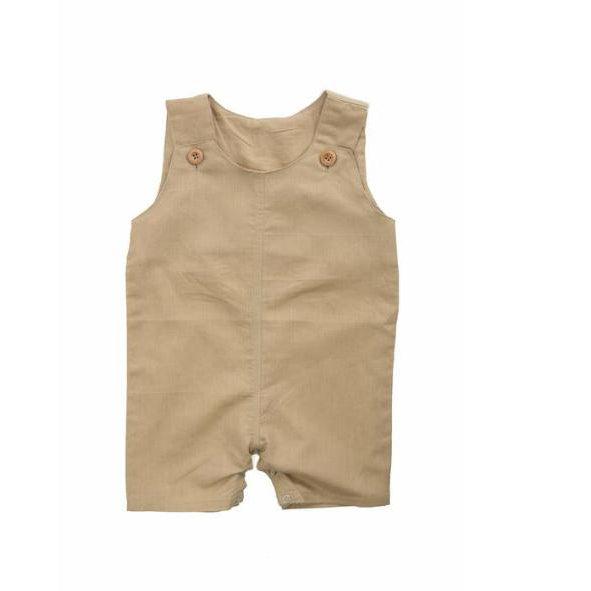 Beba Bean Sleeveless Linen Romper - Sand-Simply Green Baby