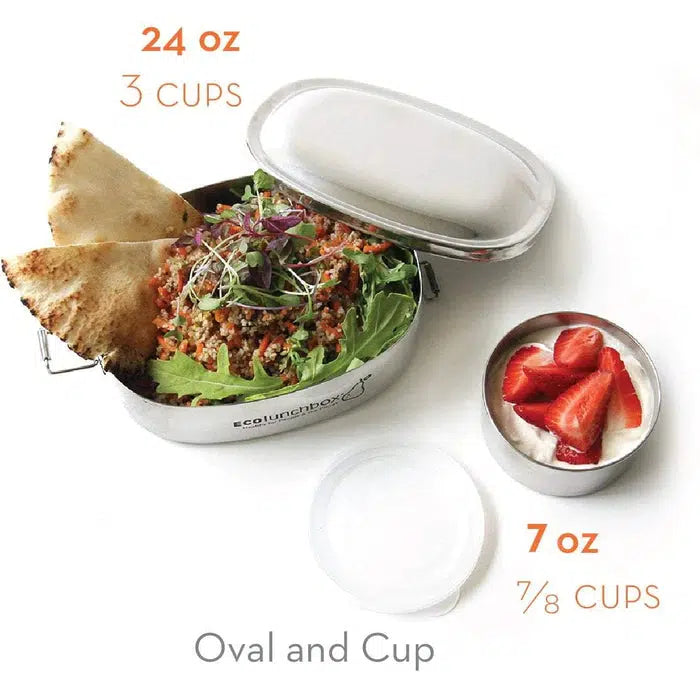 ECOlunchbox Oval Box + Snack Cup-Simply Green Baby