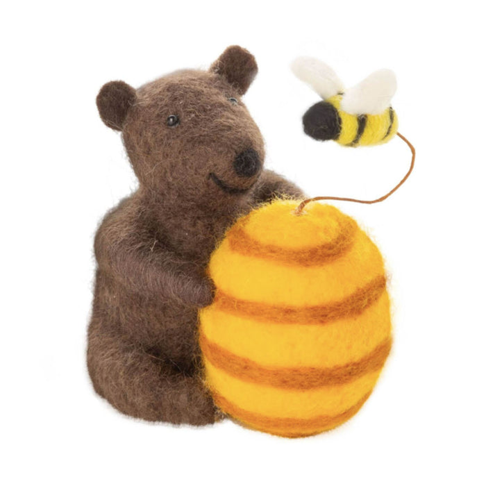 Felt Bear With Beehive