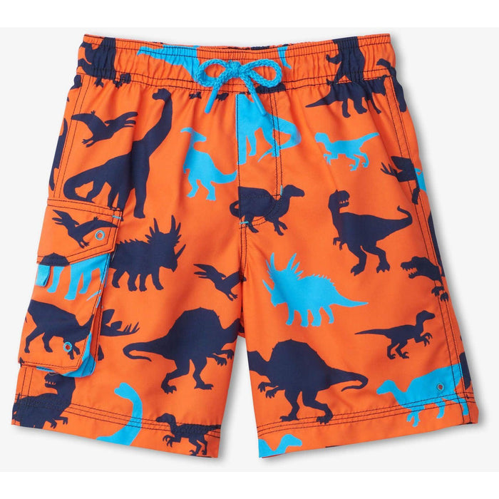 Hatley LS Rashguard + Board Shorts Swim Set - Dino Silhouettes-Simply Green Baby