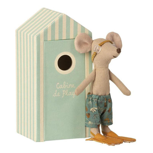 Maileg Beach Mice, Big Brother in Cabine de Plage-Simply Green Baby