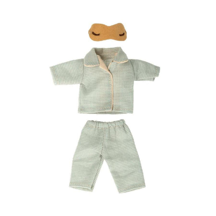 Maileg Clothes, Blue Check Pyjamas for Dad Mouse-Simply Green Baby