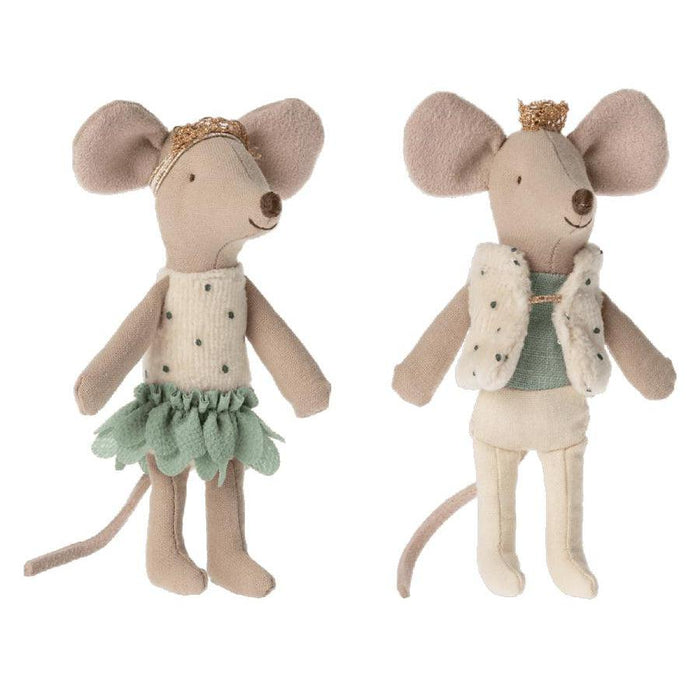 Maileg Little Brother + Sister Mouse in Matchbox, Royal Twin-Simply Green Baby