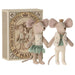 Maileg Little Brother + Sister Mouse in Matchbox, Royal Twin-Simply Green Baby