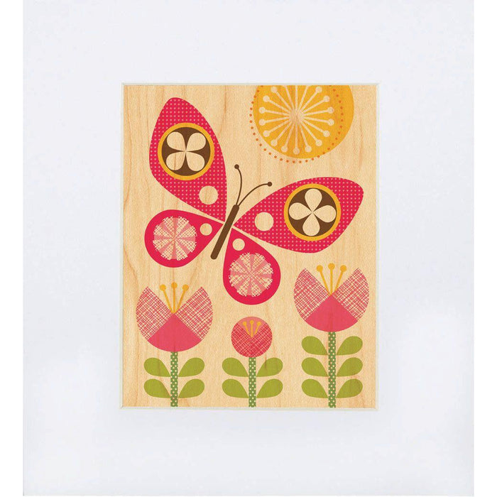 Petit Collage Print on Wood - Pink Butterfly-Simply Green Baby