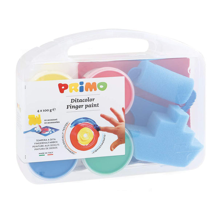 Primo Finger Paint, 4 Colours Set + Accessories in Carry Case-Simply Green Baby