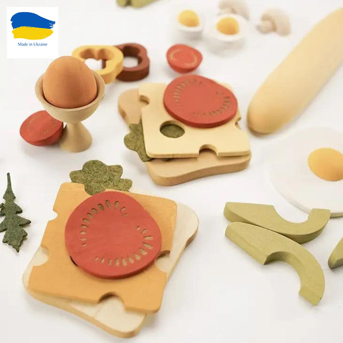 Wooden Play Food Set, Breakfast