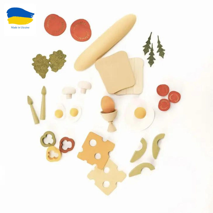 Wooden Play Food Set, Breakfast