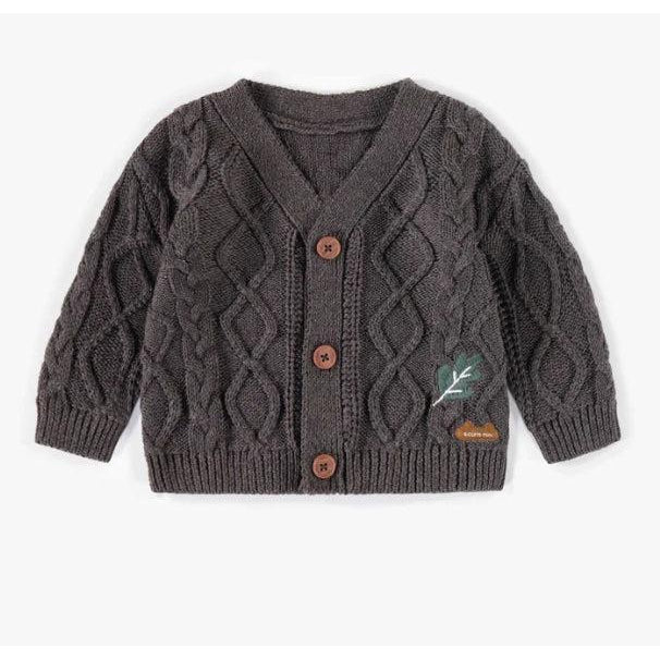 Souris Mini Knitted Cardigan, Brown-Simply Green Baby