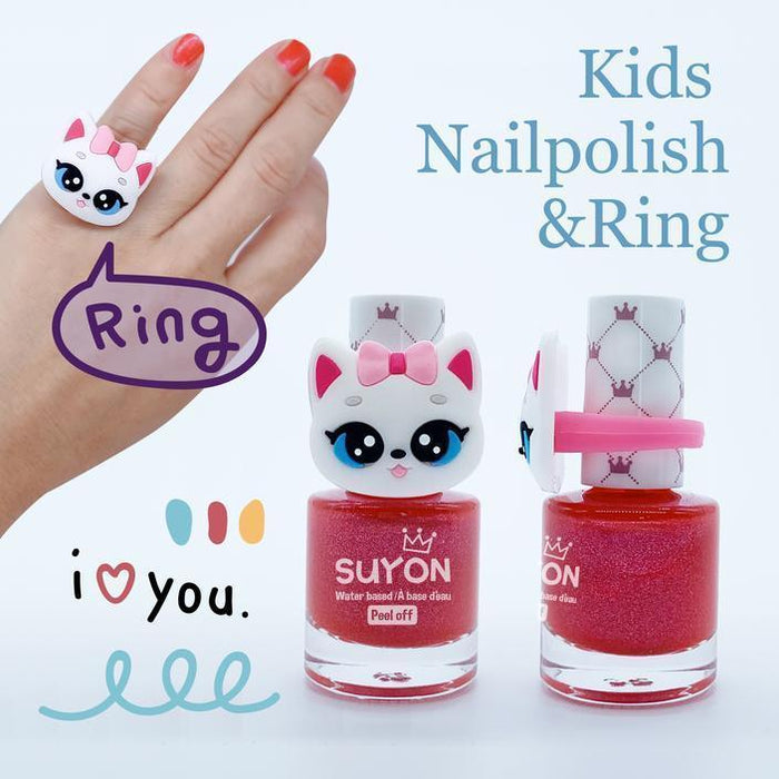 Suyon Peel Off Kids Nail Polish - Giraffe, Glitter Pink-Simply Green Baby