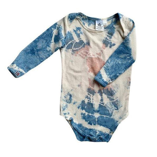 Tie Dye Hemp Baby Short SL Onesie, Indigo-Simply Green Baby