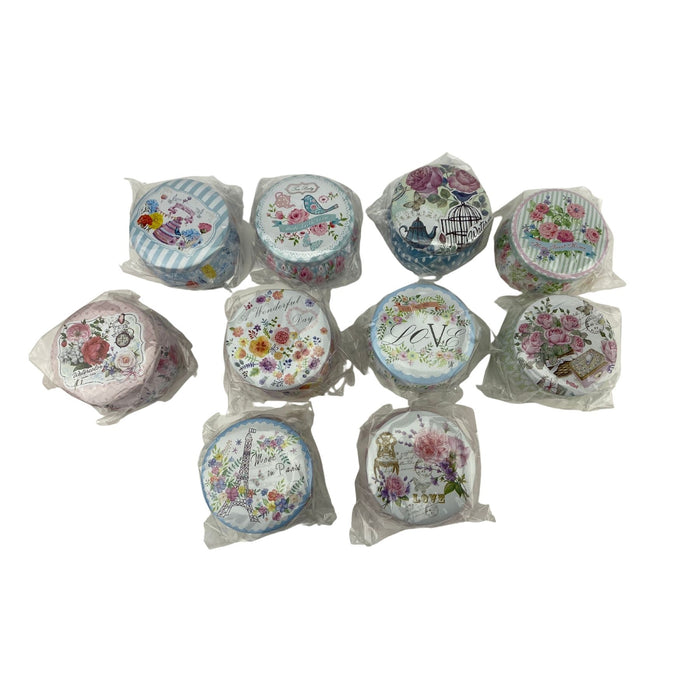 Collectable Round Floral Tin Boxes